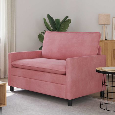 Canapé 2 places rose en velours avec structure métal 126 x 81 x 87,5 cm - PANGIVO (1/5)