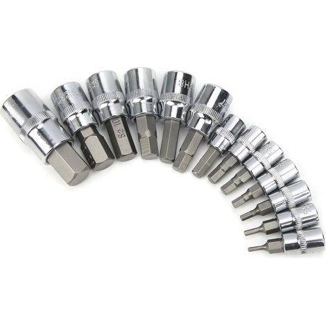 Jeu de douilles hexagonales 1/4", 3/8", 1/2" pour réparation automobile avec boîte à outils (1/5)