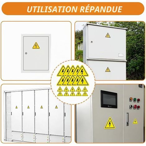 Danger électrique Autocollants, PVC Résistant Extérieur Signalétique Risque de Choc Triangle Adhésif Haute Visibilité Signalétique Electricité Autocollant PVC Signe de Sécurité Panneau Triangulair