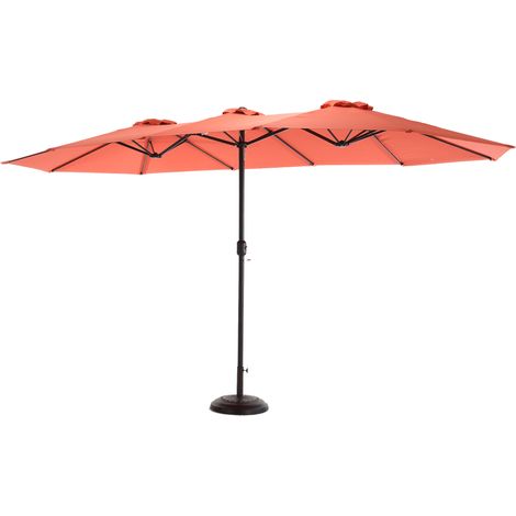 Parasol extérieur rectangulaire double face 4,5 m avec manivelle – Orange, sans pied (1/5)