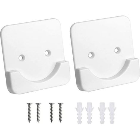 Lot de 2 supports de tringle à rideau de douche pour une utilisation stable dans la salle de bain sur le carrelage (blanc), les cloisons sèches ou les murs en béton (1/5)