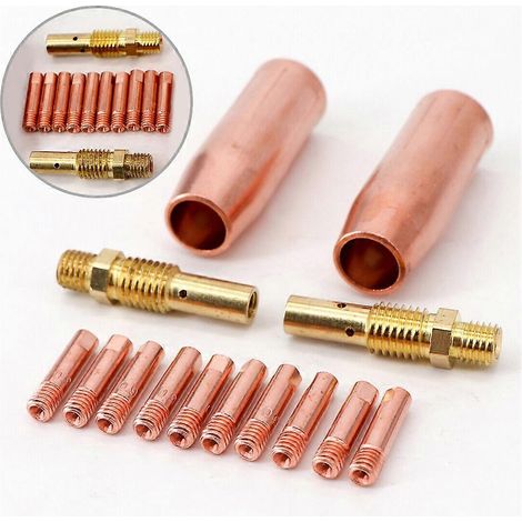 Kit de soudage MIG 14 pièces 0,035" pour torche de soudage Tw Eco 100L, comprenant un diffuseur de gaz de contact, une buse M3 et des consommables pour torche de soudage MIG durable. (1/5)