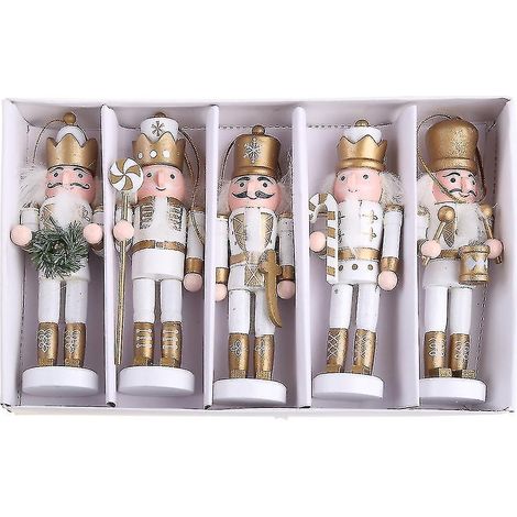 5 décorations de Noël Casse-Noisette Figurine de soldat en bois à suspendre au sapin (1/5)