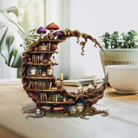 Mensola decorativa a forma di mezzaluna in acrilico, 7,17,9 pollici, ideale per studio, camera da letto, soggiorno e ufficio, perfetta per amanti dei libri e appassionati.