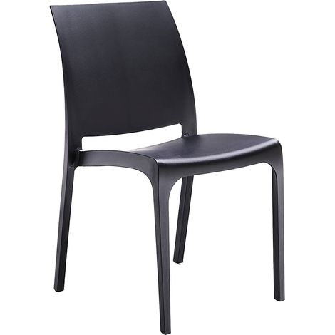 Dmora - Sedia da esterno Camo, Seggiola da giardino, Seduta outdoor multiuso, Panchina da giardino, Made in Italy, 54x46 h80 cm, Antracite (1/3)