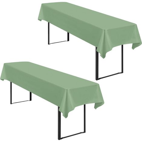 2er-Pack Tischdecke Bierzeltgarnitur 100x250cm Salbei Grün Wasserdicht & Pflegeleicht