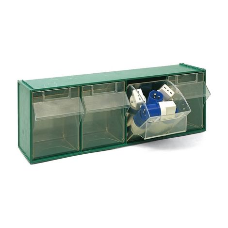 CASSETTIERA SOVRAPPONIBILE IN PP FOX 104 - MM 600x177x H.206- Verde LxPxH = mm 600x177x206- DH- pezzi 1 (1/2)