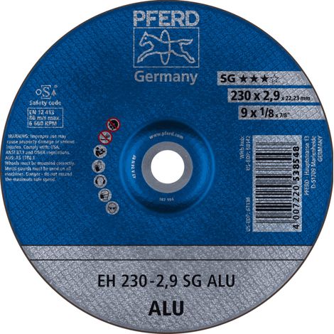 PFERD TOOLS Trennscheibe EH 230x2,9x22,23 mm gekröpft Leistungslinie SG ALU für Alu 25 Stk (1/4)