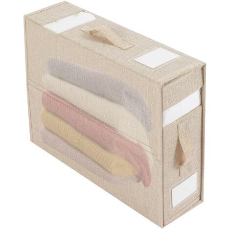 Boîte de rangement de draps, boîte de rangement de draps de garde-robe pliable, boîte de rangement de couette, Beige 1 paquet (1/5)