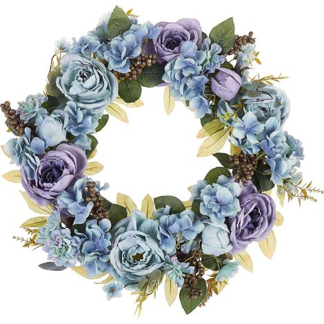 Ghirlanda Decorativa Artificiale con Fiori ø 50 cm Blu Galdar (1/5)