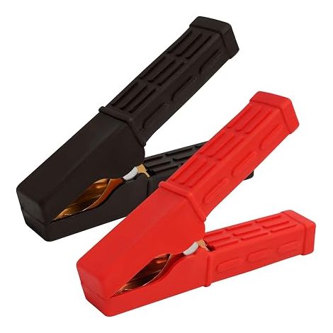 Copper Crocodile Clips Car Truck Van Battery Jump Starter Clamps with Rubber Handles Red/Black Automotive Testing (1/5)