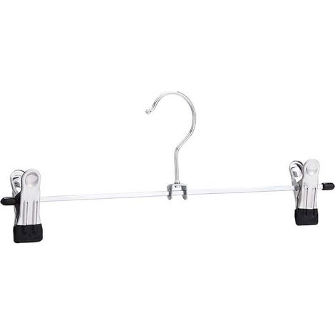 Ecleanfy - Cintres à pinces en métal avec deux pinces, silicone pour éviter le glissement, adaptés aux pantalons et aux jupes, lot de 20. (1/4)