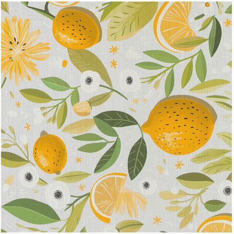Papier peint pour cuisine et bain Profhome 791691 papier peint intissé gaufré à chaud légèrement texturé avec des ornements floraux mat crème jaune vert olive blanc crème 5,33 m2 (1/5)