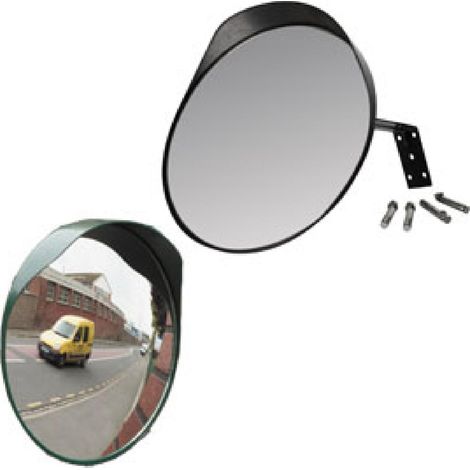 Miroir de traffic convexe 30 cm – Casquette anti-pluie incluse – Angle réglable pour visibilité accrue – Fixation murale incluse – Turbocar (1/6)