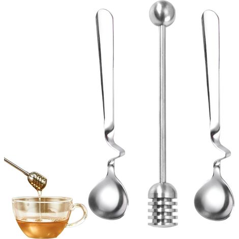 Honiglöffel, Marmeladenlöffel, Edelstahl, 3-teilig, Edelstahl-Rührlöffel für Marmelade, Joghurt, Honig, Sirup