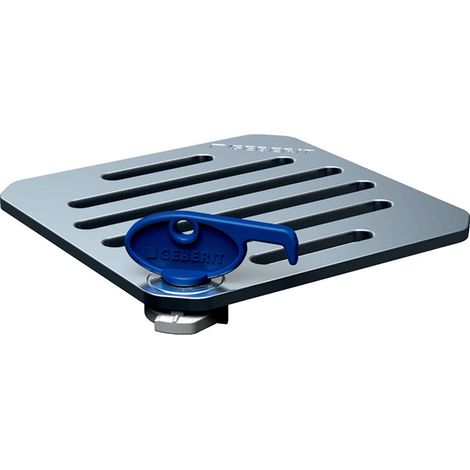 Geberit Accessori - Griglia con serratura per scarichi a pavimento 13x13 cm, acciaio inox 388.107.00.1