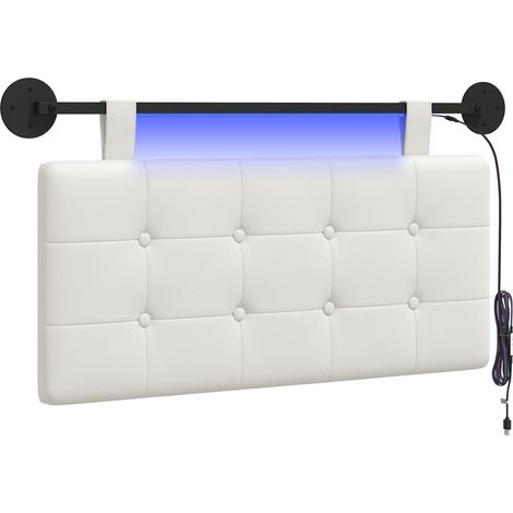 Testiera Testata del letto sospesa Con luce LED Bianco Similpelle (1/5)