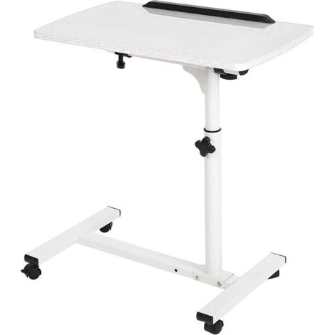 Ulisem Beistelltisch mit Rollen, Höhenverstellbarer Endtisch, Weißer Mobiler Nachttisch, Klappbarer Schreibtisch für Wohnzimmer, Sofa, Schlafzimmer (1/4)