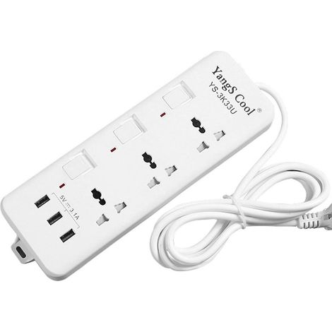 Steckdosenleiste mit Ladestation und 2 einzeln schaltbaren USB-Anschlüssen