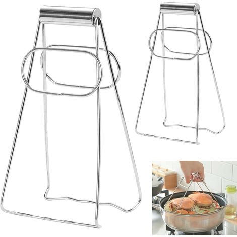 2 Pièces Pince Attrape Plat Chaud Set, 2 Tailles Anti-Brûlure Pince à Acier Inoxydable, Pinces à Aliments Chauds de Cuisine, Anti-brûlure Clip pour Air Fryer, Bol, Ustensiles de cuisine (1/4)