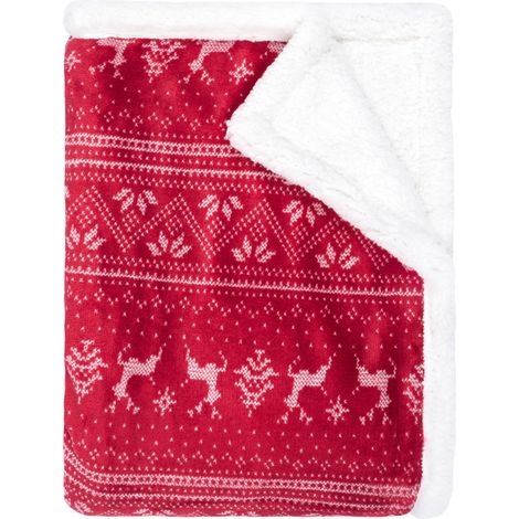 Plaid polaire cocooning rouge 130x170 Cerf (1/2)