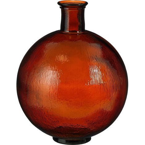 Vase bouteille décoratif en verre recyclé marron foncé pour fleurs H 42 x Ø 34 cm - PANGIVO (1/5)