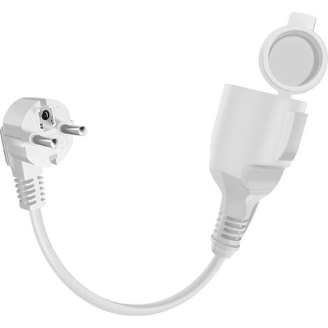 Extension Cable 16 A 250 V Mini Electric Extension Cable Short 2 AC Socket IP44 for Outdoor or Indoor Use (White, 1 m) (1/4)
