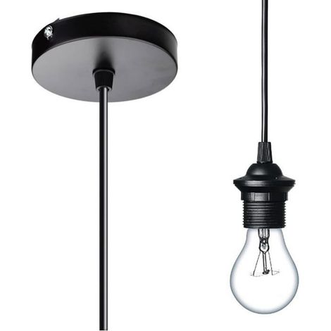 Suspension E27 - Câble Réglable 100 cm - Pour Bar Café Magasin Maison Hôtel - Noir (1/5)
