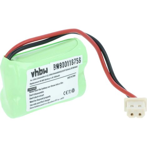vhbw Battery Replacement for V-Tech 2SN-2/3AAA40H-S-X2, 2SN2/3AAA40HSX2F, BT183642 for Wireless Landline Phone (300mAh, 2.4V, NiMH)