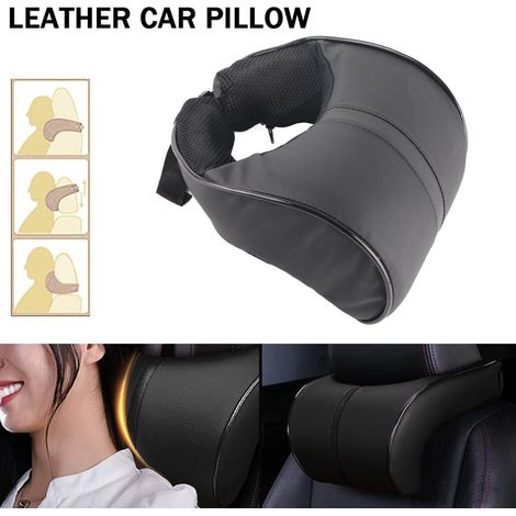 Appui-tête auto en similicuir à mémoire de forme, coussin cervical pour siège et repose-tête, confort de conduite (1/5)
