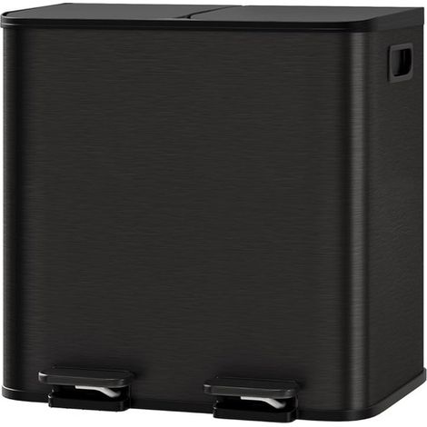 Poubelle cuisine 30L 2 compartiments inox pédale Soft-Close tri sélectif (1/5)