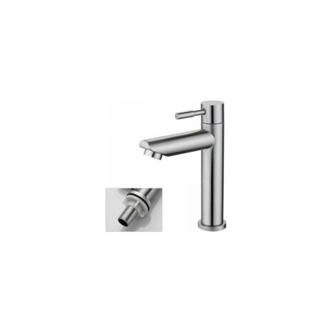Rubinetto monoblocco per lavabo, rubinetto per acqua fredda, rubinetto per lavabo in rame cromato resistente - Crezuo (1/3)