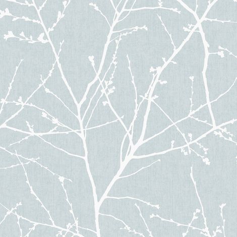 Superfresco Easy - Zweig Hellblau - Vliestapete - 10m x 52cm