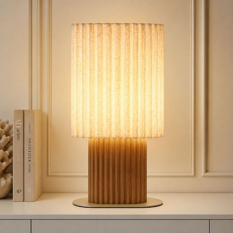 Lampe de table, lampe de chambre, interrupteur, marron, bois, H 45,3 cm (1/5)