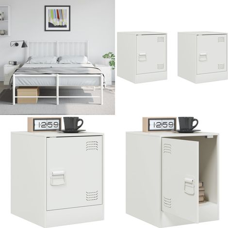 Nachttische 2 Stk. Weiß 34,5x39x44 cm Stahl - Nachttisch - Schlafzimmermöbel - Weißer Nachttisch - Stahl Nachttisch - Kommode - Home & Living (1/5)