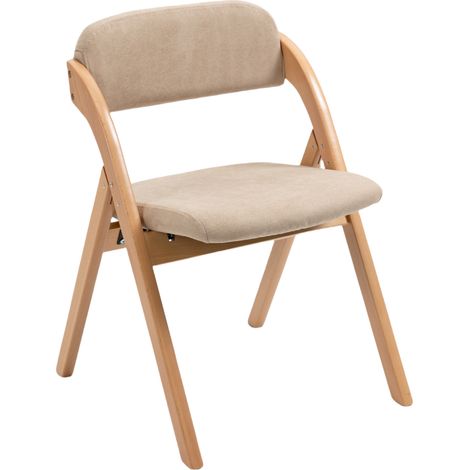 Chaises pliantes en bois HOMVRA avec assise rembourrée et housse amovible, lot de 2, kaki (1/5)