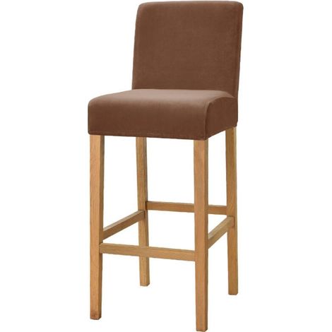 Ensemble marron foncé avec 1 housse extensible jacquard pour tabouret de bar de comptoir (1/5)