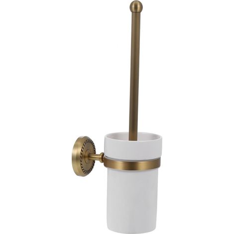 Porte-brosse de toilette en cuivre antique avec support laiton et (1/5)