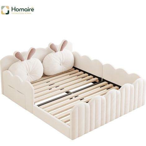 Bettgestell aus MDF beige 209 x 147.5 x 68 cm HOMAIRE (1/5)