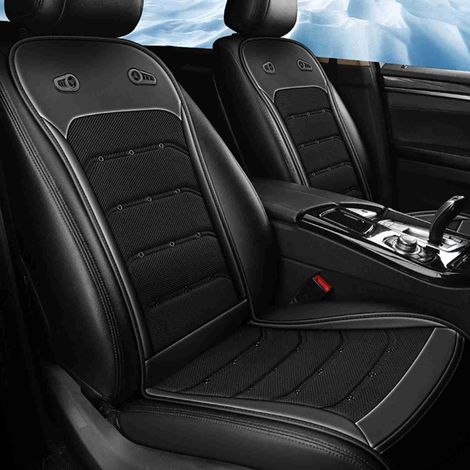 Cuscino rinfrescante per sedile auto, coprisedile anteriore rinfrescante 12V/24V con ventole intelligenti, cuscino traspirante e ventilato per sedile estivo per auto e camion, nero