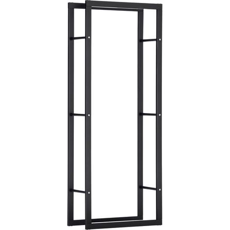 Brennholzregal, Kaminholzablage, Holzablage für drinnen und draußen, max. Belastung 100 kg, Maße 60 x 25 x 150 cm (L x B x H), schwarzes Metall (1/5)