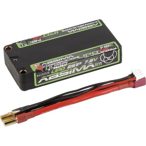 Absima Pack de batterie (HV LiPo) 7.6 V 4400 mAh Étui robuste shorty 5 mm femelle, 5 mm doré (1/2)