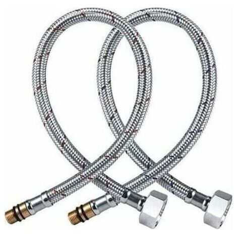 Tuyau pour Robinet Universel G1/2 Tuyau de Raccordement Flexible SUS304 Acier Inoxydable pour Mitigeur Eau Chaude et Froide Evier Cuisine Sall de Bain Longueur 600 mm 2pcs (1/5)
