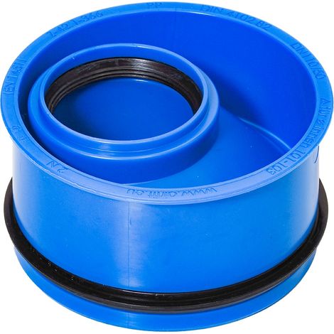 Réducteur interne pour eaux usées, bleu, DWR, DN110x50, excentrique, en PP, n° 10850IR
