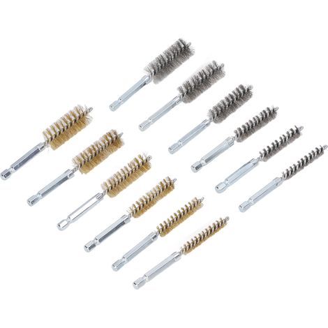 12-teiliges Set Bohrbürsten aus Messing und Stahl mit 1/4-Zoll-Sechskantschaft für Bohrmaschinen (1/5)