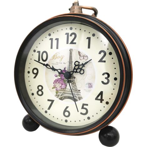 Réveil rétro de style européen, horloge de table en métal silencieuse, réveil pour étudiant, 550-7 (1/5)