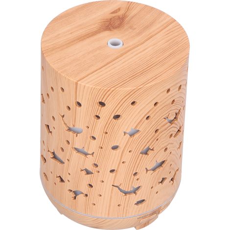 Diffuseur d'arômes 300 ml avec lumière LED colorée, télécommande, silencieux (35 dB), aspect bois creux, diffuseur d'aromathérapie pour la maison et le bureau, prise UE 100-240 V