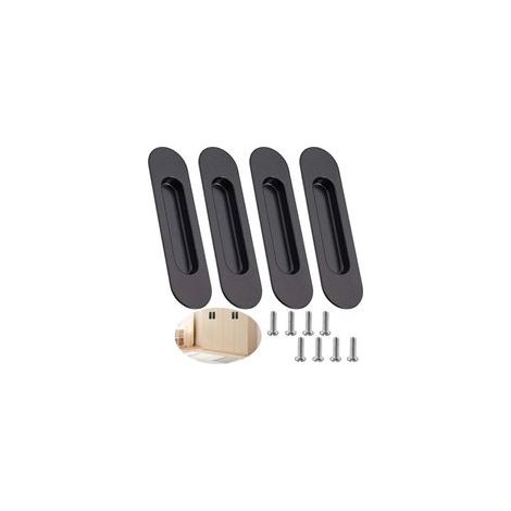 Poignée de Porte Interieur Poignées Porte Coulissante Noires Ovales AutoAadhésives Poignée  4 Pièces