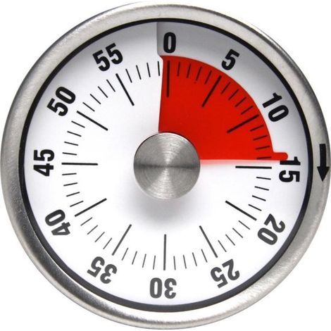 Runde Tischuhr - Edelstahl - Hochwertige Kinder-Tischuhr - Kindertimer - Countdown-Timer - Tischuhr - Analoger Küchentimer (Weiß)