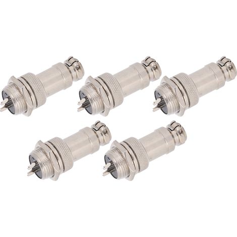 Connecteur GX16 16mm 2 broches, 5 pièces fiche prise avion mâle femelle, connecteur métallique panneau 450V, raccords chassis pour câblage électrique. (1/5)